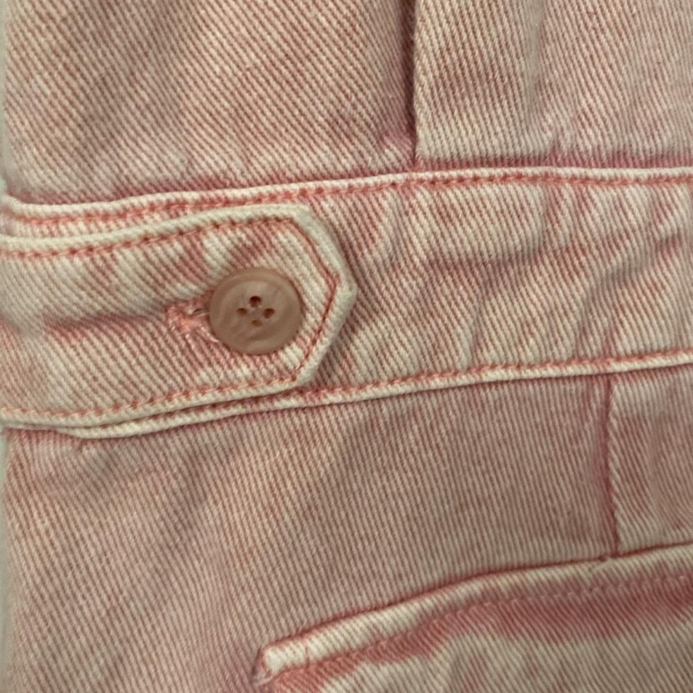 Spool 72 distressed pink denim jean jumpsuit overalls size small Petite - Picture 11 of 12